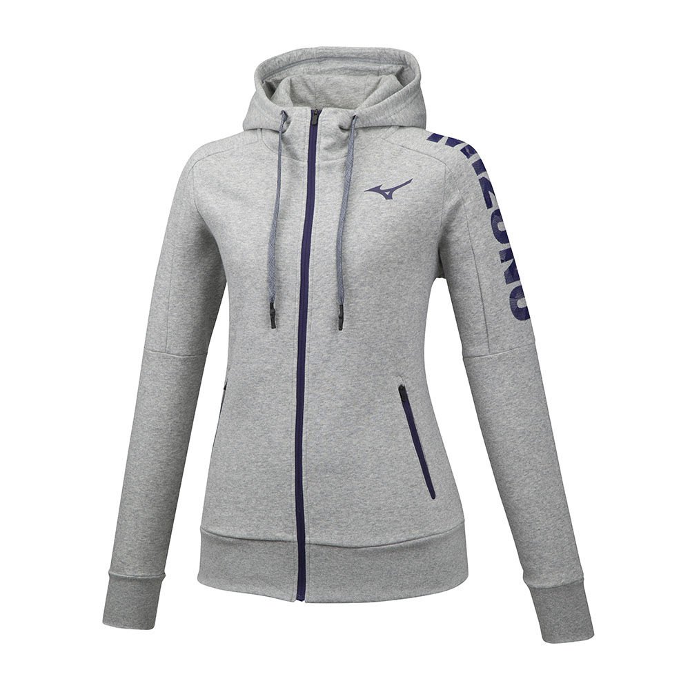 Sudaderas con capucha Mizuno Heritage Zip Mujer Gris Baratas BQRA-09786